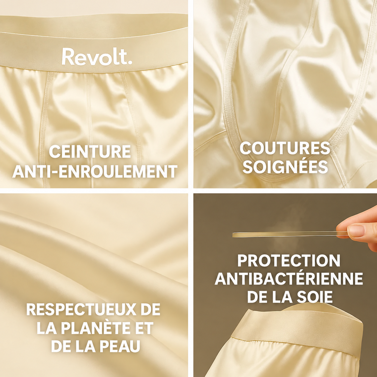 Boxers en soie Revolt | Confort haut de gamme, fabrication durable
